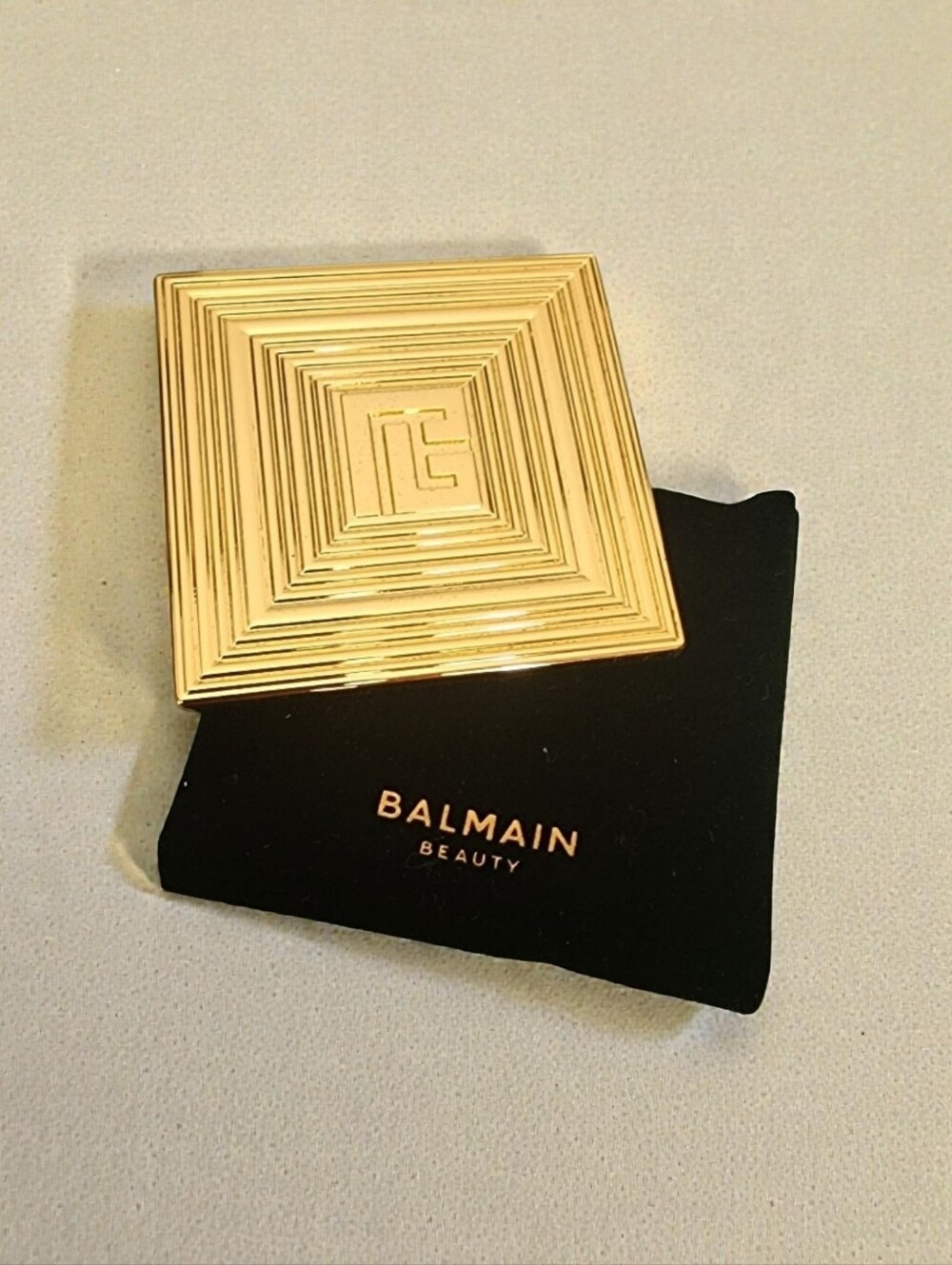 Balmain Beauty Black Velvet Pouch with Gold Logo